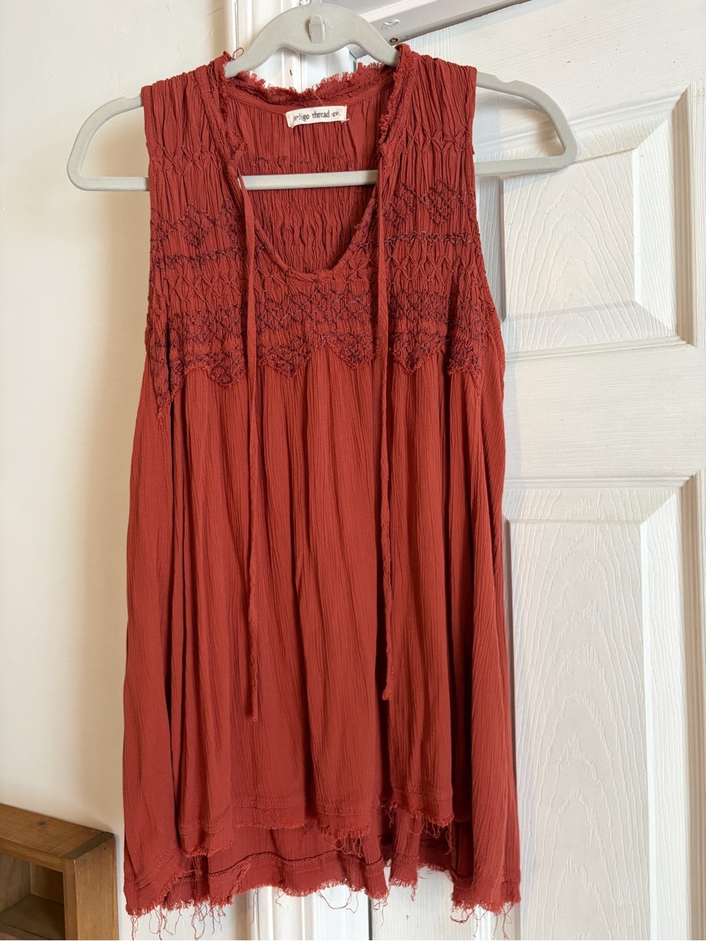 Free People Rust Sleeveless Smocked Tank